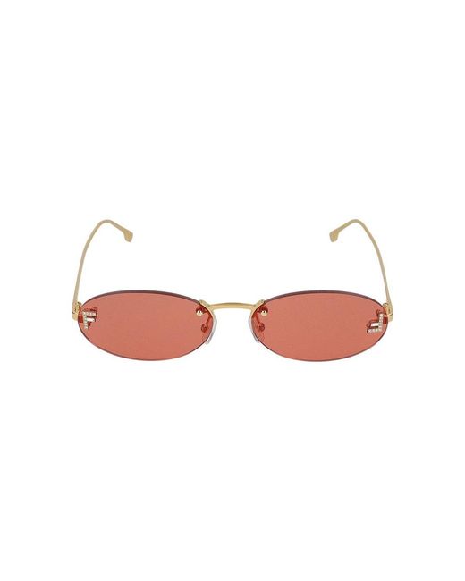 Fendi Red Oval Frame Sunglasses