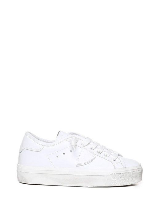 Philippe Model White Logo Patch Lace-up Sneakers