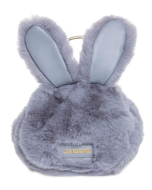 Love Moschino Gray Faux-fur Bunny-ear Tote Bag