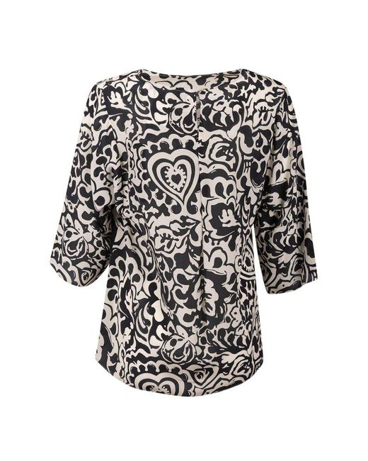 Weekend by Maxmara Black All-Over Patterned Crewneck Top