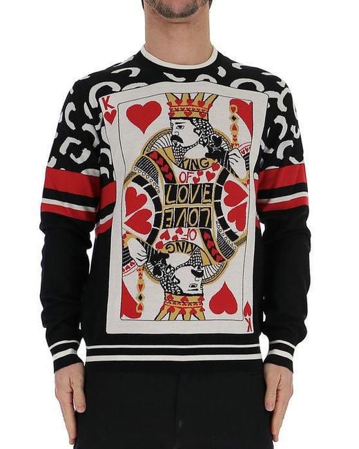Dolce & Gabbana Multicolor King Playing Card Jumper for men