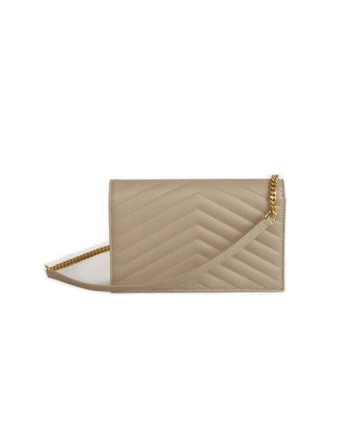 Cassandre Matelasse Envelope Leather Wallet On Chain in White - Saint  Laurent