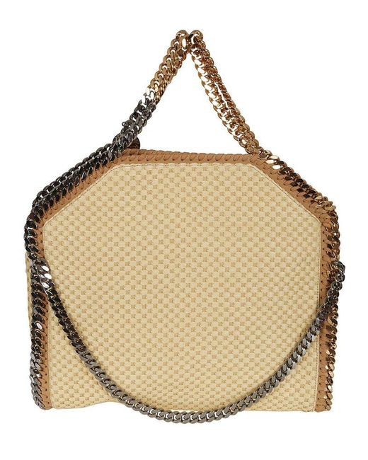 Stella McCartney Natural Logo Plaque Chain Link Shoulder Bag