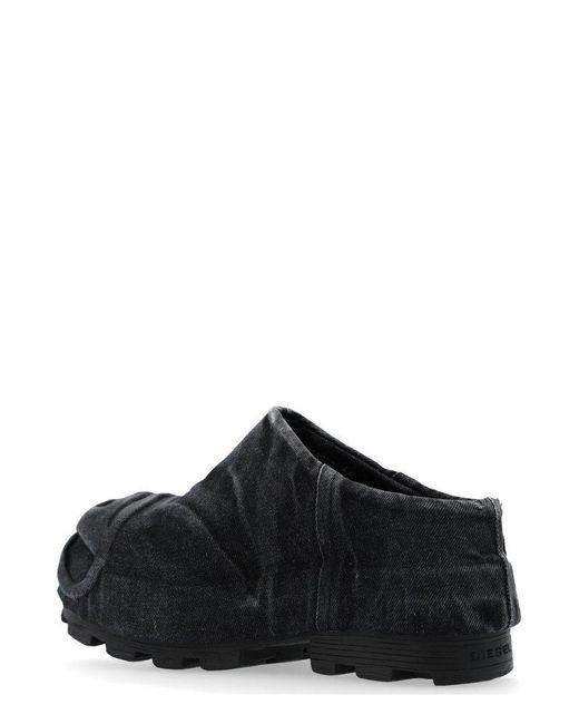 DIESEL Black D Hammer Slip-on Sandals for men