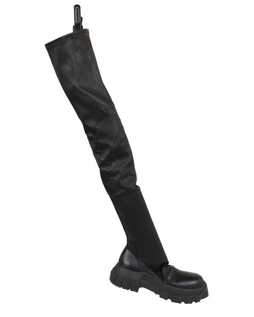 Rick Owens Black Bozo Tractor Stocking Knee-high Boots