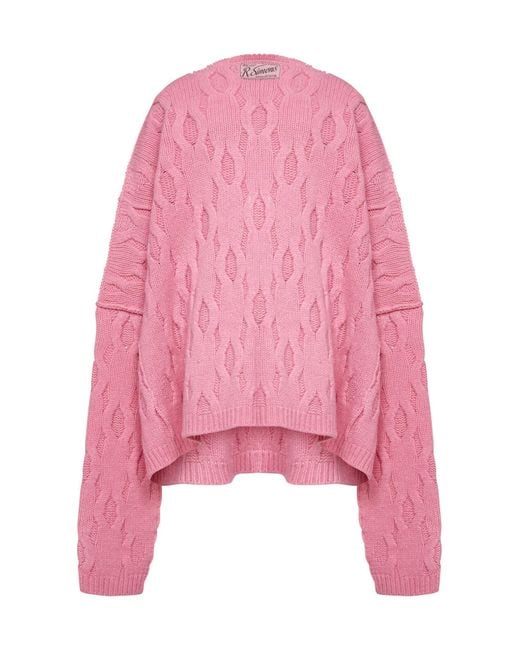 Raf Simons Pink Oversized Cable-knit Mohair Sweater for men