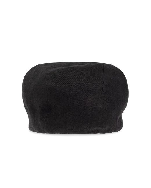Yohji Yamamoto Black Flat Peak Baker Boy Hat for men