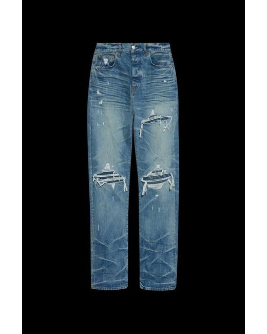 Amiri Black Logo Patch Distressed Jeans for men