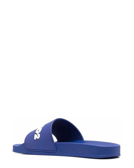DSquared² Blue Logo Embossed Slip-on Slides for men