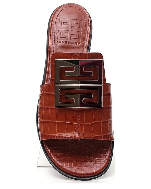 Givenchy Brown 4g Logo Plaque Sandals