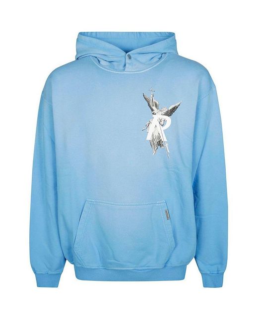 Represent Blue Archangel Graphic Printed Hoodie for men