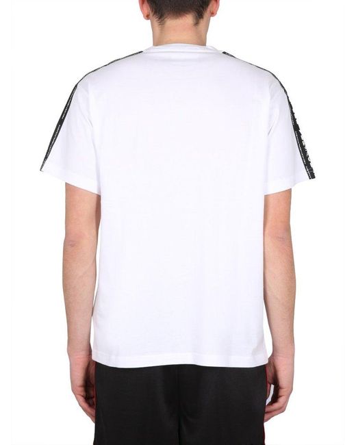 Versace White Logo Tape Crewneck T-shirt for men