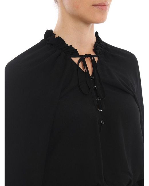 Pinko Black Long-sleeved Drawstring Blouse