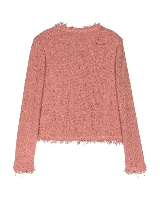 IRO Pink Shavani Fringed-edge Knitted Jacket