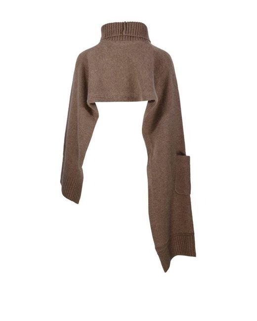 Sandbeige Brown Cropped Turtleneck Sweater