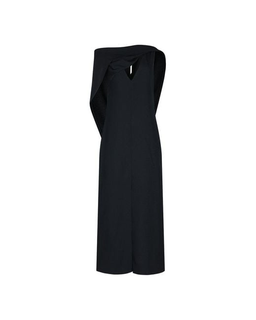 Gucci Black Sable Drape Detailed Sleeveless Dress