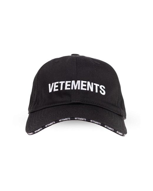 Vetements Black Baseball Cap With Logo, for men