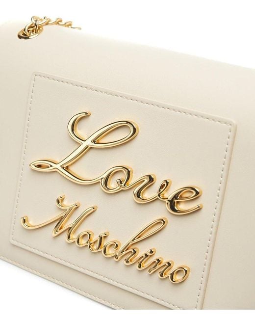 Love Moschino Natural Logo Lettering Chain Linked Shoulder Bag