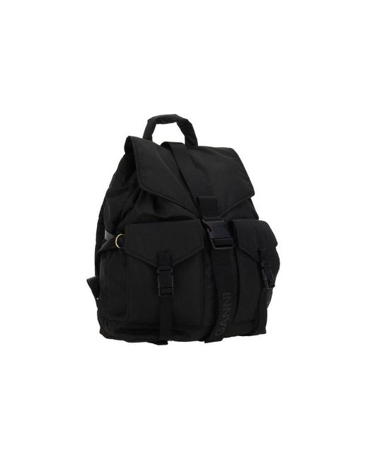 Ganni Black Tech Pocket Detailed Backpack