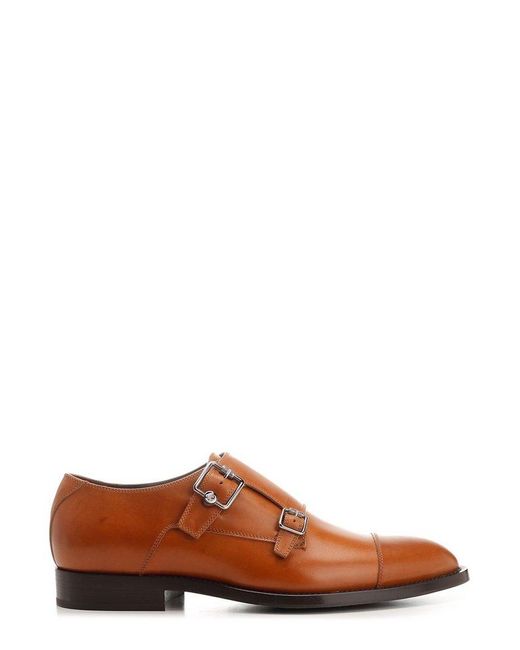 Jimmy Choo Brown Finnion Monkstrap Derby Shoes for men