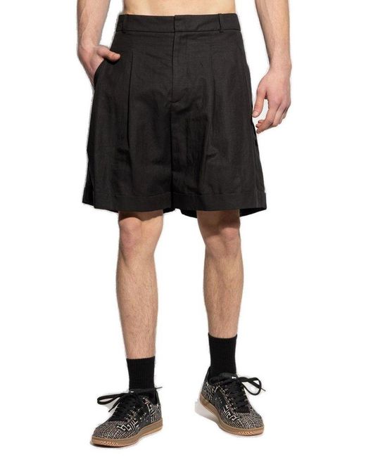 Balmain Black High Waist Pleated Shorts for men