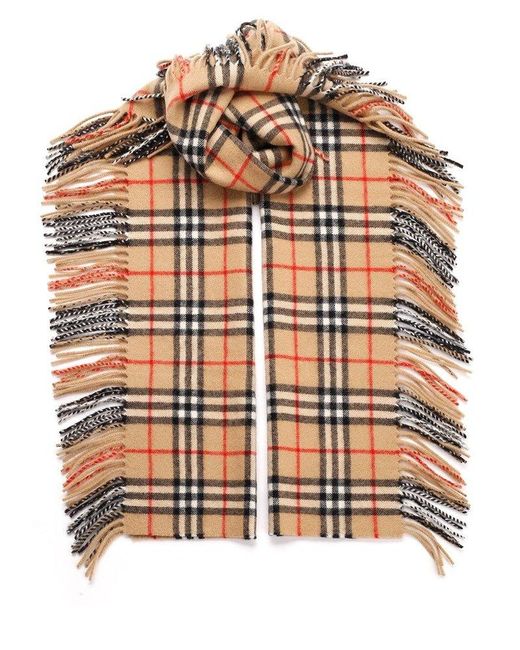 Burberry Multicolor Checked Fringed Edge Scarf for men
