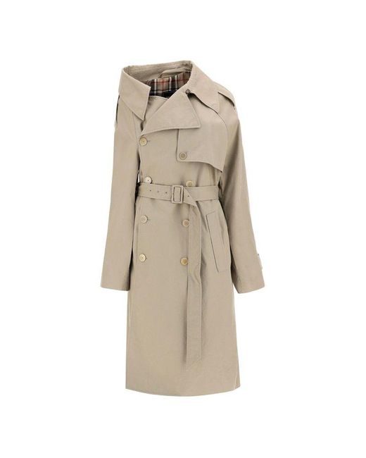 Balenciaga One-shoulder Trench Coat in Natural | Lyst