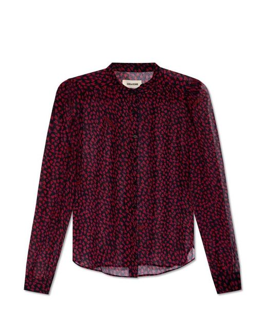 Zadig & Voltaire Purple 'tino' Shirt With Heart Motif,