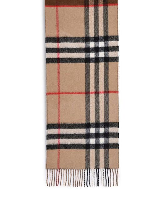 Burberry Two-tone Checked Fringed Scarf | Lyst