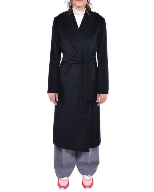 Max Mara Black Max Mara The Cube Belted Long-sleeved Coat