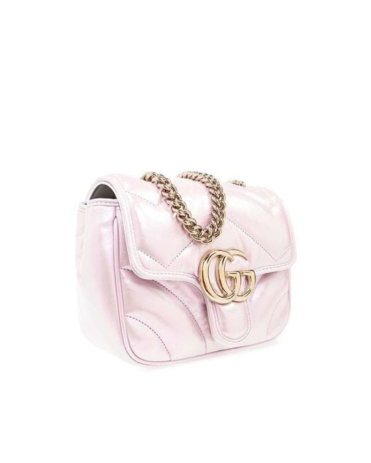 Gucci Pink 'GG Marmont Mini' Quilted Shoulder Bag,