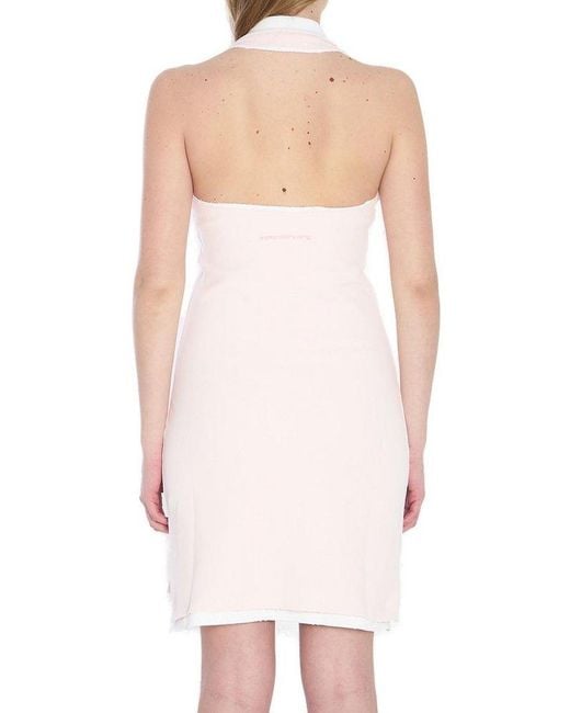 Alexander Wang Pink Layered Polo Halter Mini Dress