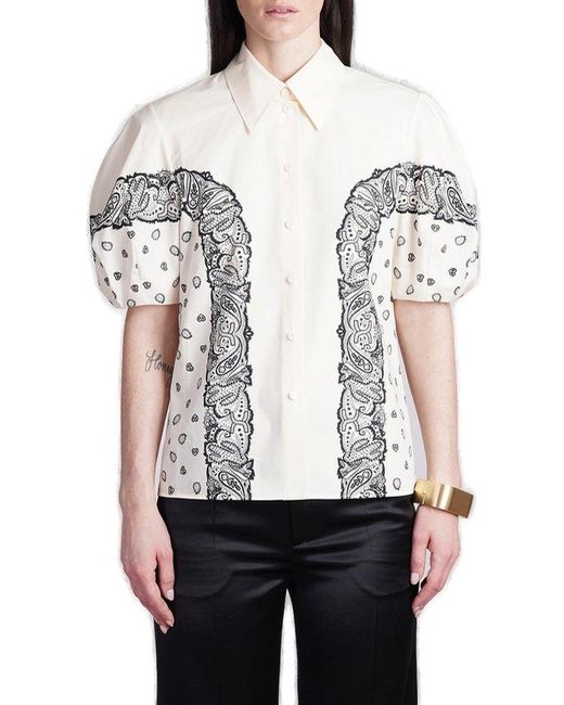 Chloé White Bandana Motif Balloon-sleeved Printed Shirt