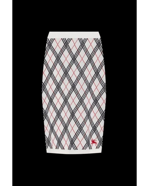 Burberry Black Ekd Jacquard Checked Knitted Midi Skirt