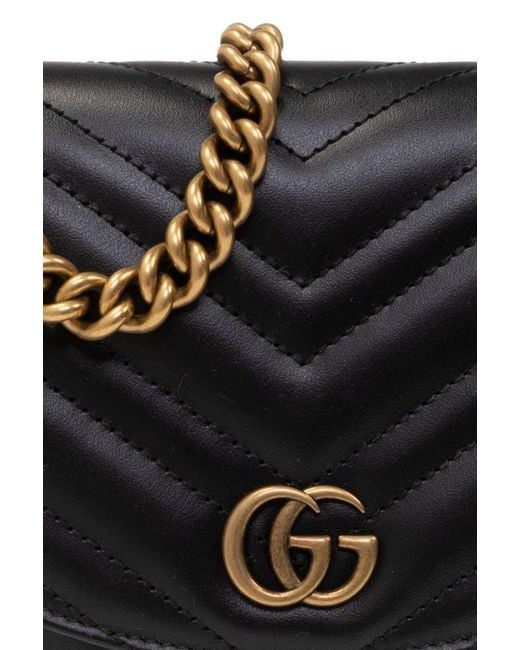 Gucci Black gg Marmont Brand-plaque Leather Cross-body Bag