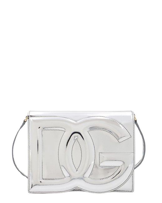 Dolce & Gabbana Metallic Dg Logo Embossed Crossbody Bag
