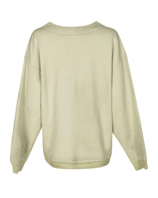 Miu Miu Green Garment-dyed Button-up Fleece Sweatshirt