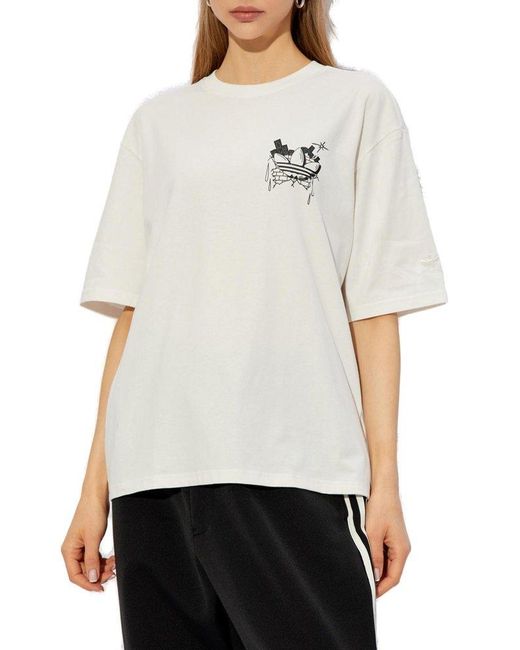 Adidas Originals White Printed T-shirt,
