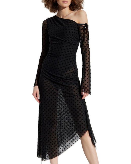 M I S B H V Black Dress With Monogram And Velvet Finish