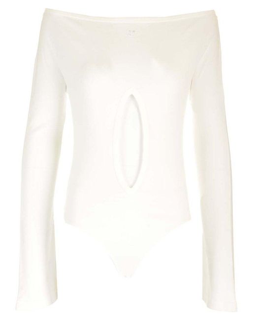 Courreges White Jersey Bodysuit With Cut Out