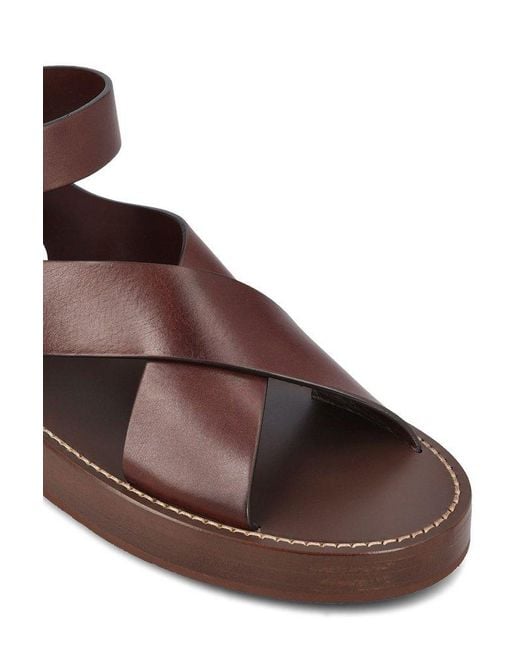 Loro Piana Brown Sumie Crossed Strap Sandals