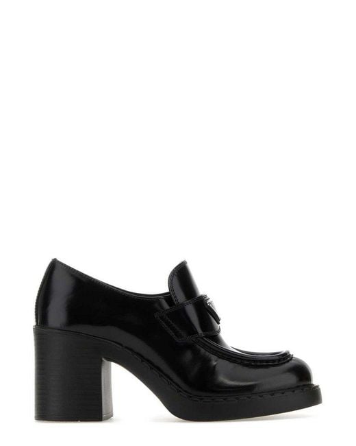 Prada Black Chocolate Flow Block-heel Loafers