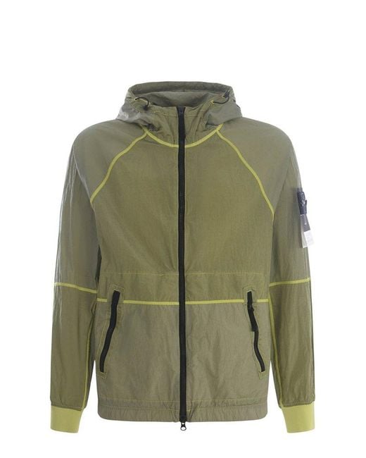 Stone Island Green Zip-Up Hooded Jacket for men