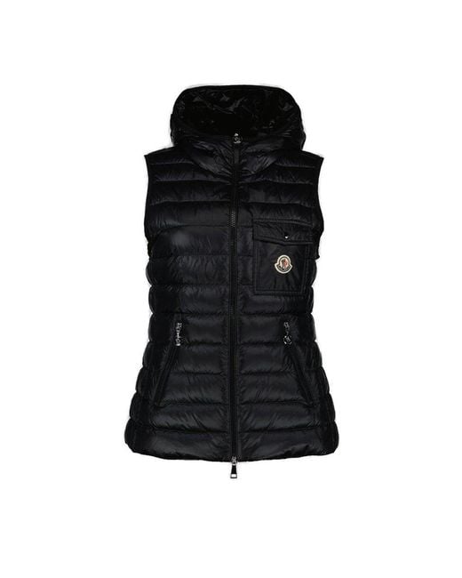 Moncler Black Glygos Hooded Zip-up Vest