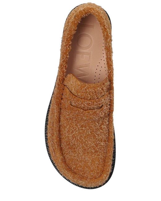 Loewe Brown Campo Slip-on Loafers