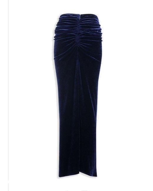 Rabanne Blue Embellished Belt Velvet Skirt