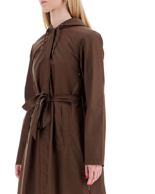 Rains Brown A-Line Longer W Jacket