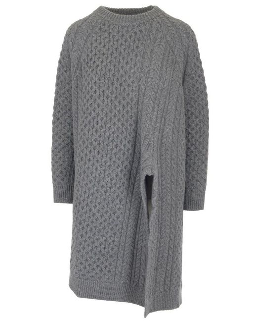 Stella McCartney Gray Oversized Asymmetric Cable-knit Wool And Alpaca-blend Sweater