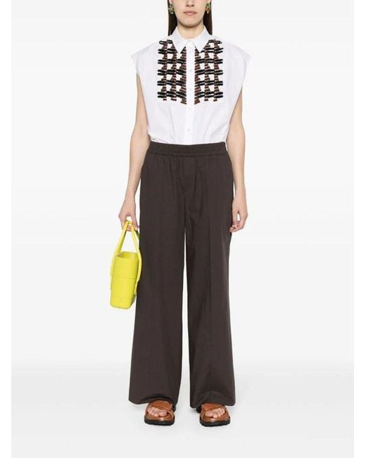 P.A.R.O.S.H. Brown Elastic Waist Pants