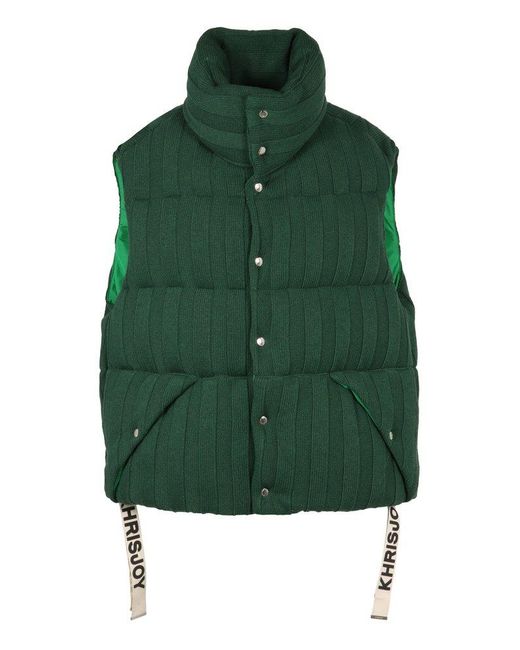 Khrisjoy Green Button-up Knit Puffer Vest